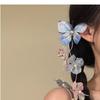 Nuevo Estilo Chino Estilo Antiguo Mariposa Azul Gota de Agua Borla Pasador para el Cabello para Mujeres Súper Hada y Exquisito Pin Lateral Estilo Antiguo Accesorios para el Cabello Cheongsam