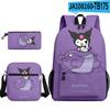 3D Novo Produto Estampado Periférico Sanrio Kuromi Kuromi Mochila Bolsa Escolar Estojo para Lápis Bolsa de Ombro Conjunto de Três Peças