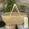 Cesta de bambu artesanal para casa, cesta de bambu portátil para compras de cozinha, cesta de bambu pequena para ovos agrícolas, grande