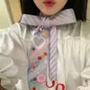 Pañuelo de seda con flores de acrílico, borde redondo de encaje, lazo, simple y elegante, nicho, lindo, accesorio de corbata vintage