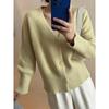 Em estoque Coreia do Sul Dongdaemun Cashmere Collar Knitted Cardigan Sweater Feminino Outono e Inverno Novo Soft Waxy Cor Sólida Top