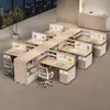 Escritorio y Silla Modernos Sencillos para Personal Estación de Trabajo para Empleado de Oficina Cabina de Estación de Trabajo con Pantalla para 4/6 Personas Escritorio Financiero