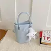 Bolsa de mão simples estilo vertical para mulheres com laço de renda, pingentes de estrela e urso, bolsa transversal com um estilo suave para o dia a dia