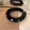 Faixa de Cabeça Exquisita de Pelúcia com Strass e Dentes para Outono e Inverno, Antiderrapante, Para Uso Diário, Alta Qualidade, Pequena Fragrância, Faixa de Cabeça Retro Francesa