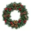 Corona de Navidad Transfronteriza de Amazon para Puerta y Ventana con Piñas y Frutos Rojos, Decoración Colgante para Ventana del Hogar, Arreglo de Escena Navideña