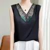 Ropa de Mujer Transfronteriza 2025 Nueva Primavera y Verano Camisola de Encaje Francés Sin Mangas Camisa Básica Talla Grande Top Adelgazante Diseño