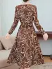 Vestido floral de manga comprida plus size para primavera e outono novo vestido feminino com cintura vestido floral peça externa