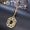 Collar de Zircón Esmeralda de Palacio Estilo Lujo Ligero Francés Colgante para Mujer Diseño Nicho Retro Nueva Joyería Transfronteriza