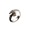 Anillo Nuevo Vintage de Pluma y Libélula con Acentos Dorados, Diseño de Moda Unisex, Anillo Ajustable para Hombres, Transfronterizo