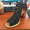 Zapatos de Tacón Grueso con Cremallera, Puntera Abierta, Talla Grande, Ante de Goma 414243
