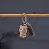 Ano da Ovelha da Sorte Arco-Íris Madeira Mesclada Faia Menino de Cabelos Cacheados Chaveiro de Madeira Pingente Ornamento de Bolsa Signo do Zodíaco