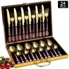 Cubiertos de Acero Inoxidable Transfronterizo de Amazon Cuchillo y Tenedor 1010 Cuchillo, Tenedor y Cuchara de Estilo Occidental Juego de 24 Piezas Cuchillo y Tenedor para Carne Caja de Regalo