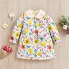 Saia infantil europeia e americana vestido tesouro feminino gola de boneca saia de princesa terno infantil saia floral em estoque atacado Q