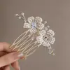 Elegante Nuevo Estilo Chino Flor de Perla Peine para el Cabello Pinza de Temperamento Suave Estilo Nacional para Recogidos Accesorio Versátil Diario para el Cabello