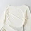 Ropa de Mujer al por Mayor Transfronteriza Verano 2005 Nuevos Tops de Color Puro con Cinta en la Cintura Camisetas con Empalmes de Encaje para Mujer