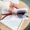 Óculos de Sol Fotocromáticos Automáticos para Homens com Hastes de Imitação de Madeira, Design Sem Aro Cortado em Diamante, Proteção Solar, Óculos de Estilo de Alta Qualidade