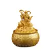 Novo Dourado Areia Zhao Gongming Tigela do Tesouro Enfeites Giratórios Decoração de Mesa de Escritório Enfeites da Fortuna Enfeites do Deus Marcial da Riqueza