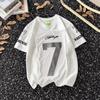 Camiseta Curta Patchwork de Renda Bordada da Moda para Homens e Mulheres, Corte Solto, Secagem Rápida, Respirável, com Decote V, Top para Treinamento Esportivo