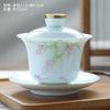 Jade Blanco Recipiente con Tapa de Tres Talentos Antiescaldante Juego de Té Kung Fu Logo Dehua Recipiente de Cerámica para Preparar Té Azul Sombra Recipiente con Tapa Pintado a Mano Taza de Té
