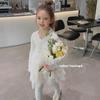 Vestido de punto estilo coreano de alta calidad tipo pastel para niñas, nuevo para primavera y otoño 2026, vestido largo de manga larga francés para celebridades de internet infantiles