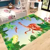 Alfombra de Dinosaurio de Dibujos Animados de Terciopelo de Cristal, Linda Alfombra para Gatear para Habitación Infantil y Dormitorio, Alfombra de Piso Antideslizante y Resistente a Manchas para Sala de Estar y Mesita de Noche