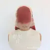 Peruca de renda de área grande 13*6 transfronteiriça nova, aplique de cabelo vermelho longo liso com repartição central, em estoque de fábrica