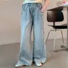 Calça Heni Mu Mu para meninas, nova coleção outono 2026, calça casual de perna larga para meninas, calça jeans casual de outono para crianças