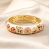 Pulsera abierta de doble capa chapada en oro con cloisonné vintage, joyería antigua de moda, pulsera redonda antigua de cloisonné
