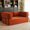 Sofá de Tecido Estilo Vintage, Dupla Utilidade para Apartamentos Pequenos, Adequado para Duas a Três Pessoas, Sofá-Cama Dobrável Modular Retrô de Linha Reta