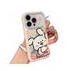Diseño de pareja de dibujos animados con borde de color, adecuado para funda de teléfono Apple 17, suave y lindo, con forma de corazón, funda rígida para iPhone 18