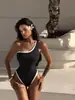 2026 Moda Europeia e Americana Transfronteiriça Novo Cor Sólida Sexy Design de Um Ombro Maiô Feminino Peça Única Lg408