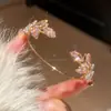 Pulseira de Abertura Folha de Cristal Estilo Coreano Luxo Leve Sentido de Alto Padrão Pulseira de Nicho Ins Elegante Pulseira Versátil Atacado Feminino