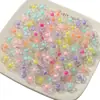 Contas florais transparentes com cor interna, contas de flor macaron de cinco pétalas com furo passante, acessórios artesanais DIY, materiais para miçangas atacado
