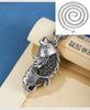 Pingente de prata de lei S925 com carpa da sorte pintada em esmalte estilo étnico, colar com corrente para suéter vintage masculino e feminino