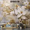 Pintura al Óleo Abstracta Retro Escandinava Arte Flor Dorada Estéreo Papel Tapiz Fondo de TV Mural Elegante Revestimiento de Pared