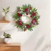 1 pieza de corona de rosa artificial y gypsophila para la puerta principal - una pequeña corona de flores florecientes para el hogar de estilo rural durante todo el año, boda, vacaciones, decoración interior y exterior, verde realista para decoración de primavera, verano, otoño e invierno
