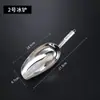 Pala de Hielo Gruesa de Acero Inoxidable para Cocina Pala para Cereales, Té, Arroz, Palomitas de Maíz con Fondo Redondo Pala para Cereales