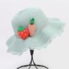 Nuevo sombrero de paja para niños de verano, sombrero de cubo ondulado, ocio al aire libre, transpirable, para viajes, bebé, fresa, rábano, sombrero de playa