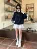 Sudadera casual tipo universitario con cremallera, cuello alto y tres rayas para mujer, chaqueta deportiva americana nueva de primavera/otoño para personas petite, marca de moda