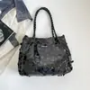 Bolsa de Ombro Única Tendência Personalidade Lantejoulas Grandes Feminina 2026 Nova Casual Grande Capacidade Design de Moda Chique para Sob o Braço