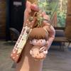 Creativo llavero colgante de té de leche con perlas, lindo llavero de pareja de dibujos animados para llaves de coche, accesorios para bolso, regalo al por mayor