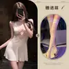 Lencería sexy, camisón sexy para mujeres con poco busto, tentación de encaje caliente, estilo de deseo puro calado, ropa de dormir de satén
