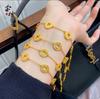 Pulseira Moeda Luxuosa de Escamas de Dragão, Ouro Areia Estilo Antigo, Cobre Dourado Brilhante Galvanizado em CNC, Estilo Chinês, Moderna e Versátil para Mulheres