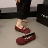 Zapatos Mary Jane de punta redonda y suela blanda 2026 para mujer, zapatos planos retro de otoño, negros poco profundos en stock
