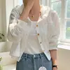 Camisa de Verano Versátil de Temperamento Transfronterizo Europeo y Americano, de Botones, Bloques de Color Rayados, Corta, Holgada, Manga Larga, con Capucha, Protección Solar