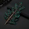Casamento Internacional Folha Trançada com Strass Vestido de Noiva Versátil Luxo Leve Resistente Acessório de Cabelo Liga Metálica Strass