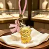 Llavero de cordero de dibujos animados lindo de oro puro 999, colgante de bolsa de oro, regalo para atraer la fortuna del año zodiacal