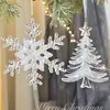 Textura de Cristal Encaje de Cisne Acrílico con Purpurina Copo de Nieve Transparente Colgante de Árbol de Navidad Colgante Decoración de Campana