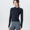 Roupa de Yoga Quente de Manga Longa para Outono e Inverno, Cardigan de Zíper com Gola Alta, Modelagem Justa, Top Fitness para Corrida, Jaqueta Esportiva para Mulheres