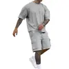 Nova Camiseta Masculina Solta, Shorts de Trabalho, Conjunto Esportivo Casual, Conjunto de Duas Peças de Verão